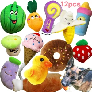 Set of 12 plush toys for pets